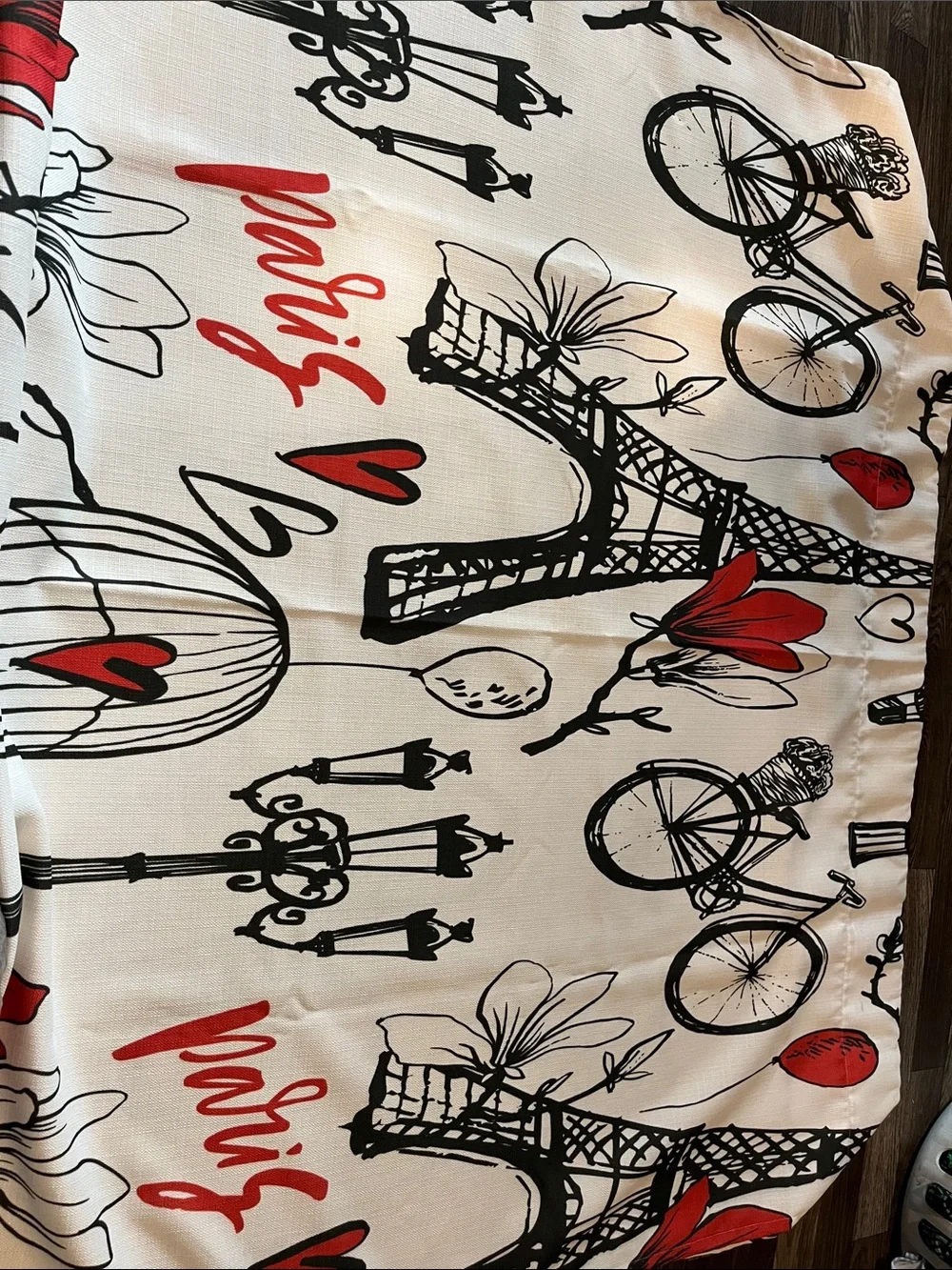 Paris Sketch Red & Black Printed Window Curtains 2 panels